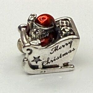 Authentic Pandora Santa Sleigh Merry Christmas Charm S925 ALE